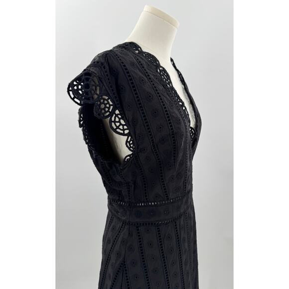 Opening Ceremony Black Lace Eyelet Sleeveless V-neck Dress Knee Length Sheath 8 - Picture 4 of 13